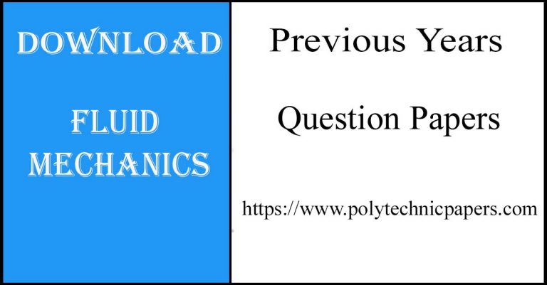 Download Fluid Mechanics Diploma 3rd Sem Previous Question Papers